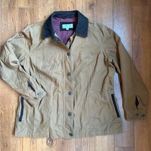 Women's Orvis Tan Canvas Field Chore Coat Jacket with Corduroy Trim. Size XL